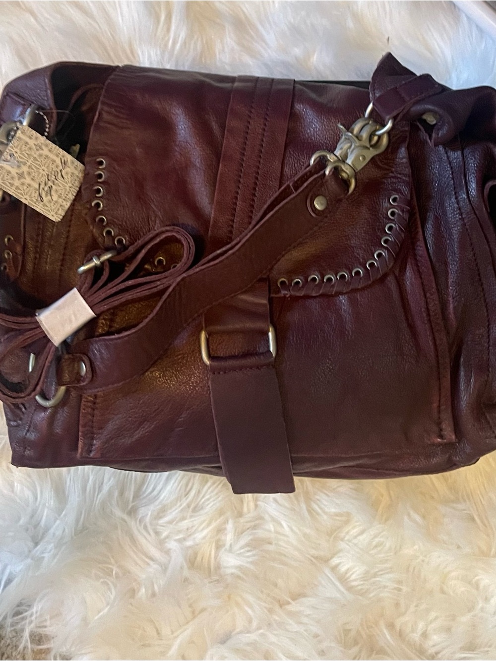 Free People Leigh Tote in BlackBerry